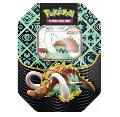 Pokemon Paldean Fates 4-Booster Tin Great Tusk EX Pokémon, Pokemon, Pokemoni Srbija, Beograd, Prodaja, Pikachu, Charizard, Pokemon TCG booster, Pokemon TCG Pokemon Paldean Fates 4-Booster Tin Great Tusk EX