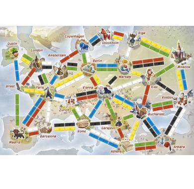 Ticket to Ride First Journey Europe tabla Drustvena igra, drustvene igre, Beograd, Prodaja, Srbija, zabava, porodicne igre, igre za porodicu, fantasy, sci-fi,Ticket to Ride First Journey Europe tabla iz igre